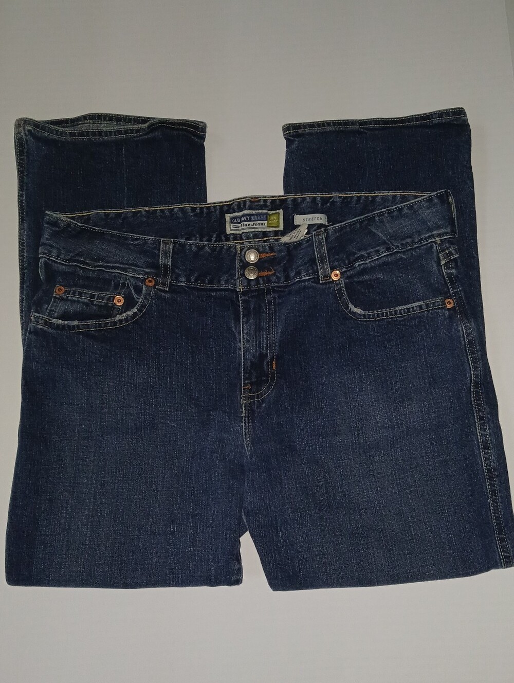 Vintage 2003 Old Navy Low Waist Double Button Stretch Jeans, Dark Blue, Y2K